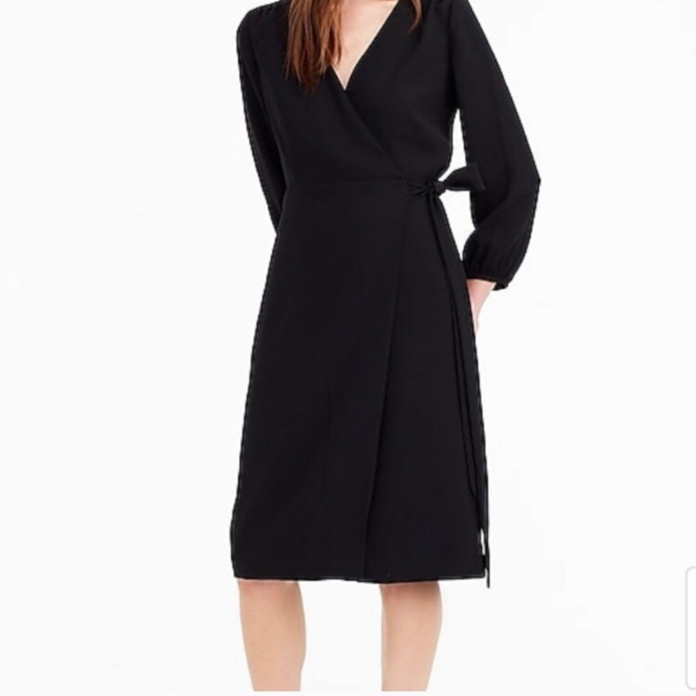 Jcrew Black Crepe Wrap Dress
